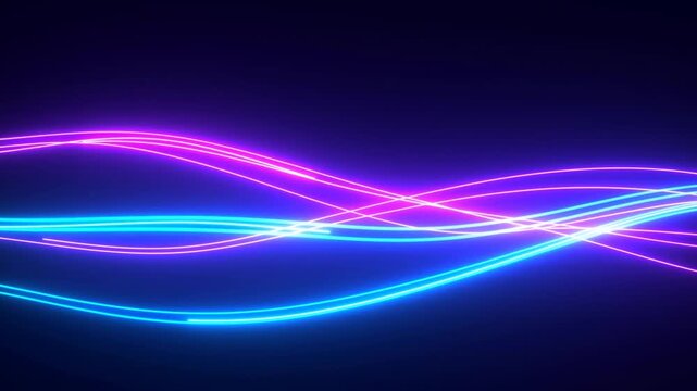 Neon glowing light trails, abstract blue and purple energy waves, futuristic motion graphics for technology and music backgrounds isolated on Transparent Background
