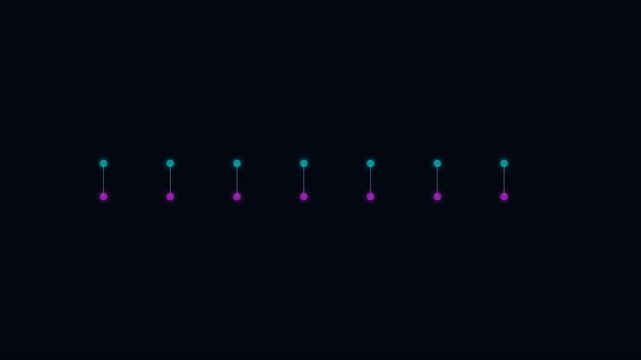 Neon pulse audio visualizer abstract animation 4k background, with glowing cyan, and magenta dots