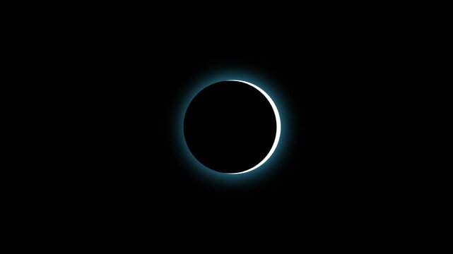 Solar eclipse animation: glowing lunar silhouette against dark space 4k background, moon astronomy