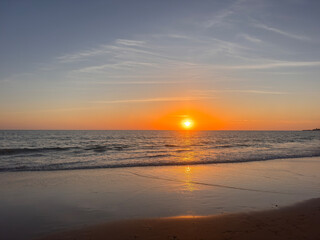 beautiful sunset at the beach Playa de la fontanilla, Conil de la Frontera, Costa de la Luz, Cádiz, Andalusia, Spain © keBu.Medien