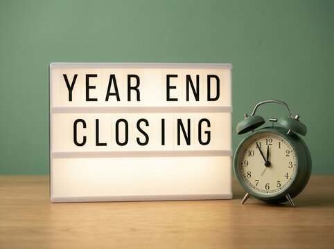 Year End Closing Time With Vintage Alarm Clock