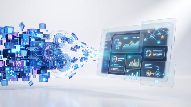 Premium 3D Glassmorphism Enterprise Digital Transformation Concept