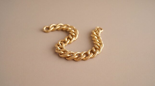 Chunky Gold Chain Link Bracelet on Beige Background for Jewelry Ecommerce Banner
