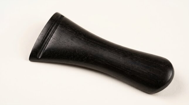 Black ebony violin tailpiece isolated on white background for musical instrument repair