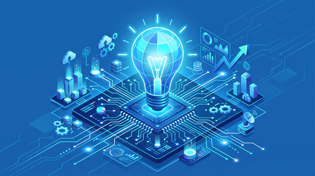 Modern Isometric Business Digital Innovation Concept