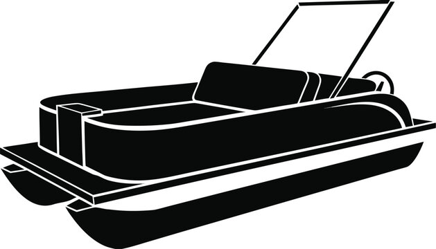 Black silhouette of a pontoon boat