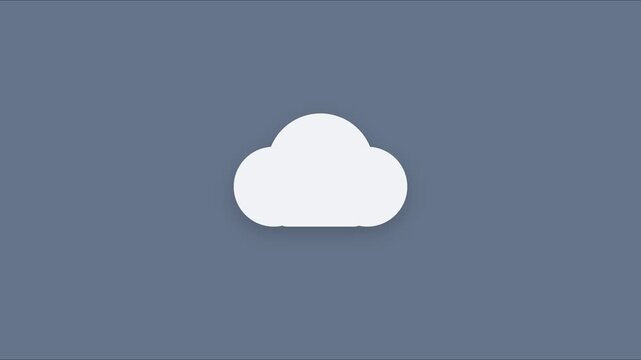 Minimalist 4k white cloud animation on blue background, for cloud computing, and digital storage concepts