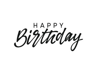 Fototapeta premium Elegant black handwritten calligraphy happy birthday text isolated on a clean white background for greeting card design