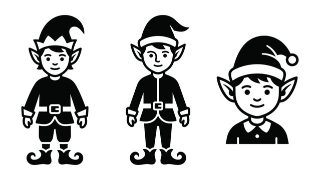 Showing christmas elves in festive clothing hats, representing holiday characters seasonal celebration themes for