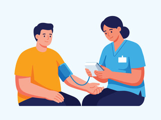 Obraz premium Nurse checking patient blood pressure measurement