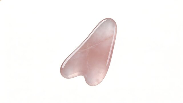 Floating Pink Rose Quartz Gua Sha Tool Isolated on White