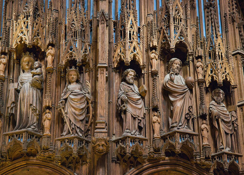 Gothic Saints in an Ornate Cathedral Choir