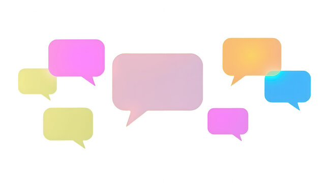 Square-shaped text bubbles in a variety of charming colors, perfect for messages, comics, social media, and playful or creative communication designs.