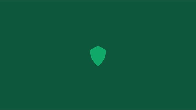 Minimalist green shield animation for cybersecurity and data protection concepts 4k