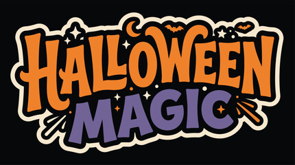 Obraz premium Creative halloween magic typography for t shirt or poster design featuring festive orange and purple spooky lettering style
