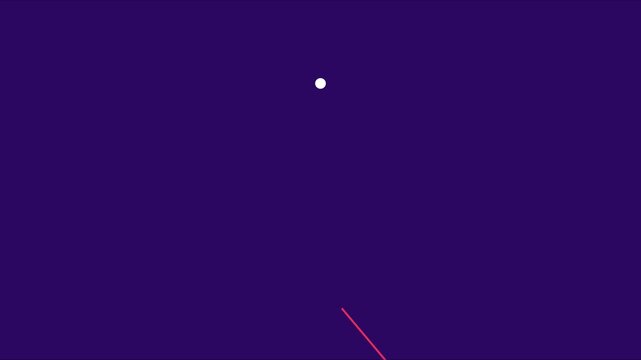 Minimalist pendulum motion with pink circle and animation 4k white dot on purple background abstract