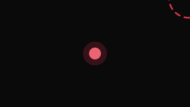 Minimalist ui interface target animation with pulsing red dot and circular dash overlay 4k motion