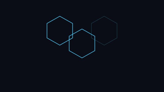 Minimalist neon hexagon motion animation 4k background, with pulsing geometric, shapes for modern, tech presentations