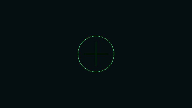 Digital green target reticle hud overlay for gaming and sci-fi interface animation 4k