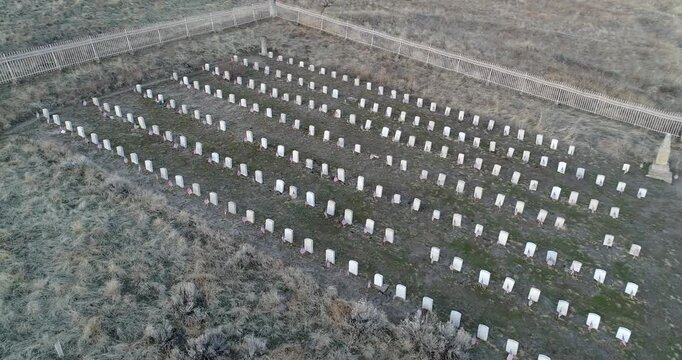 Drone footage shows orderly cemetery rows