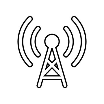 Broadcast icon flat outline in black
