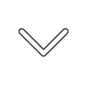 Chevron down icon, black glyph vector symbol for web and app interface design