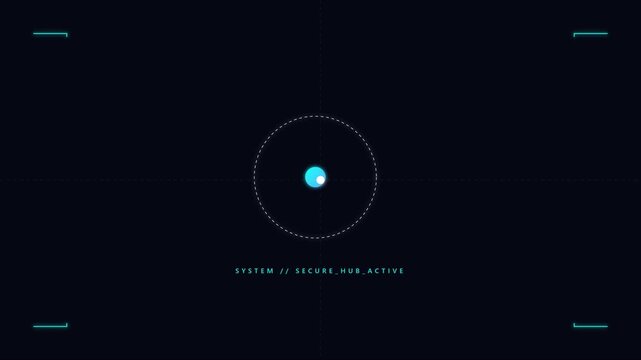 Futuristic hud interface with secure hub active system animation for tech ui 4k digital