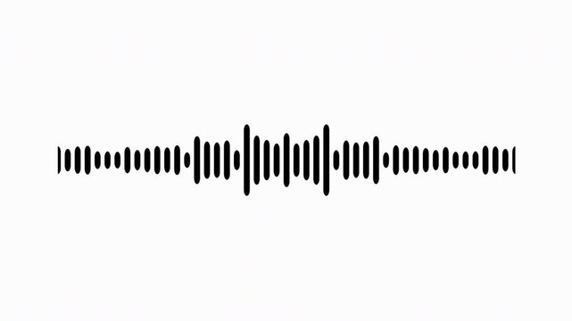 Individual sound wave patterns on a white background; black line sound wave visualization; sound recording; transparent background sound wave visualization; sound wave animation on a white background.