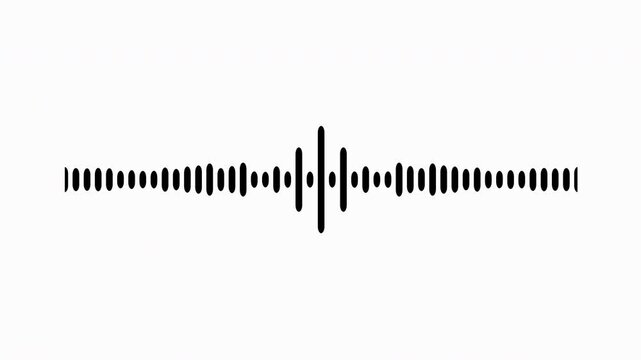 Individual sound wave patterns on a white background; black line sound wave visualization; sound recording; transparent background sound wave visualization; sound wave animation on a white background.