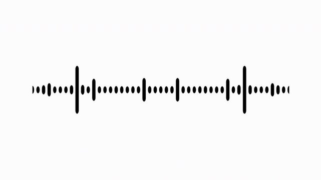 Individual sound wave patterns on a white background; black line sound wave visualization; sound recording; transparent background sound wave visualization; sound wave animation on a white background.