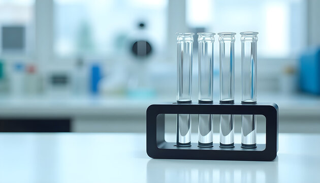 Test Tubes in Rack on Laboratory Workbench