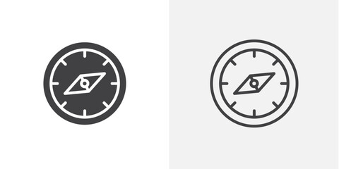 Compass icon flat outline in black © Vince