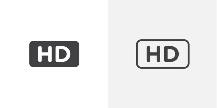 High definition icon flat outline in black