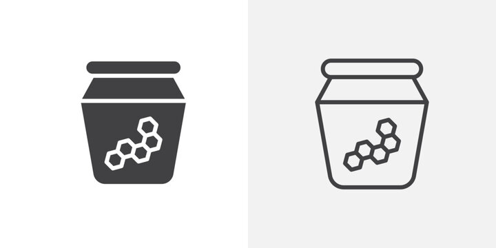 Honey pot icon flat outline in black