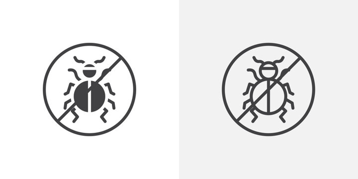 No Bug icon flat outline in black