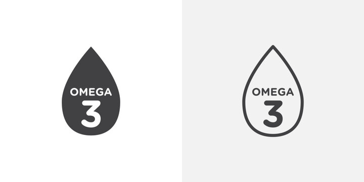 Omega icon flat outline in black