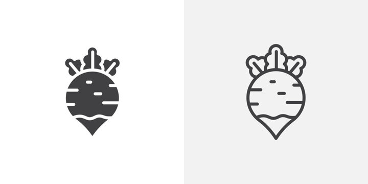 Radish icon flat outline in black
