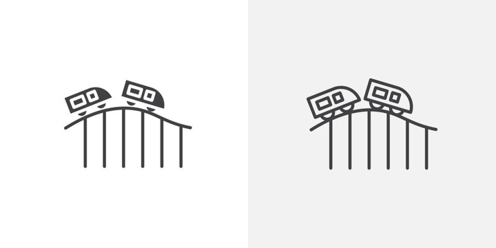 Roller coaster icon flat outline in black