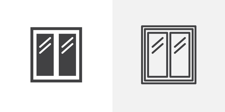 Window icon flat outline in black