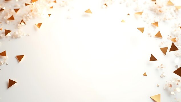 Shiny gold triangle confetti pieces scattered on a plain surface for a festive celebration