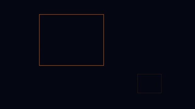 Minimalist orange square frame animation on dark 4k background, for modern geometric