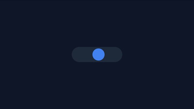 Minimalist ui toggle switch animation: blue button sliding on and off for modern digital interface and software applications 4k