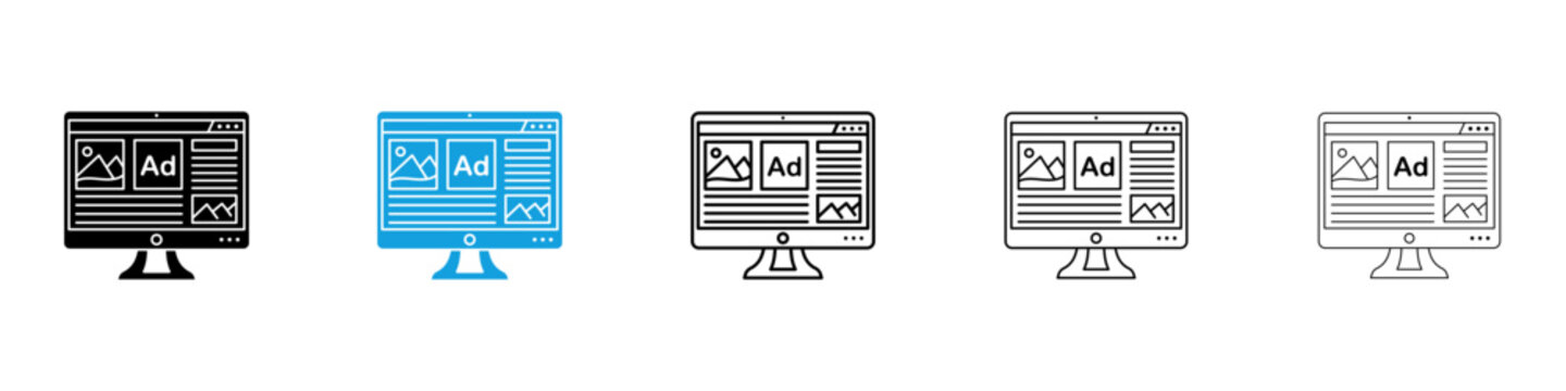 Ad icon flat outline in black