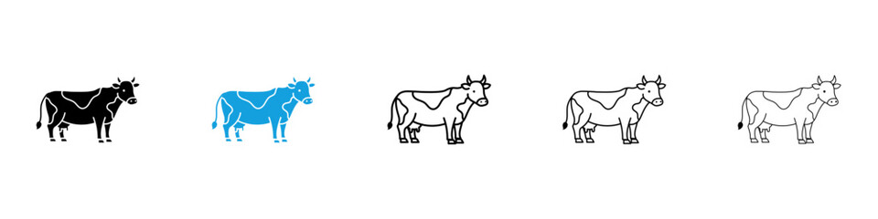 Fototapeta premium Cow icon flat outline in black