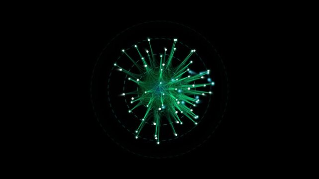 Sci-Fi Glowing Green Biotech Microorganism Virus Core with HUD Target Rings Motion Loop