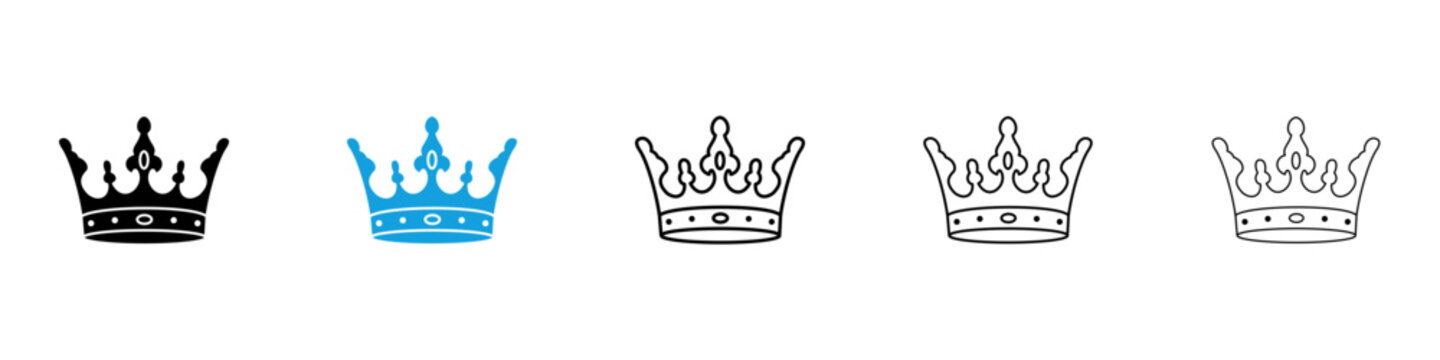 Crown icon flat outline in black