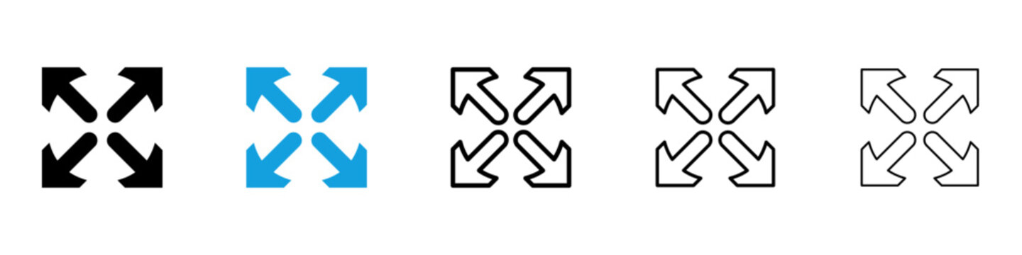 Expand icon flat outline in black