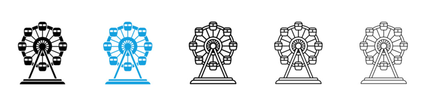 Ferris wheel icon flat outline in black