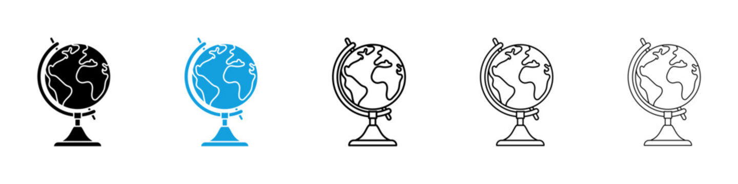 Globe icon flat outline in black