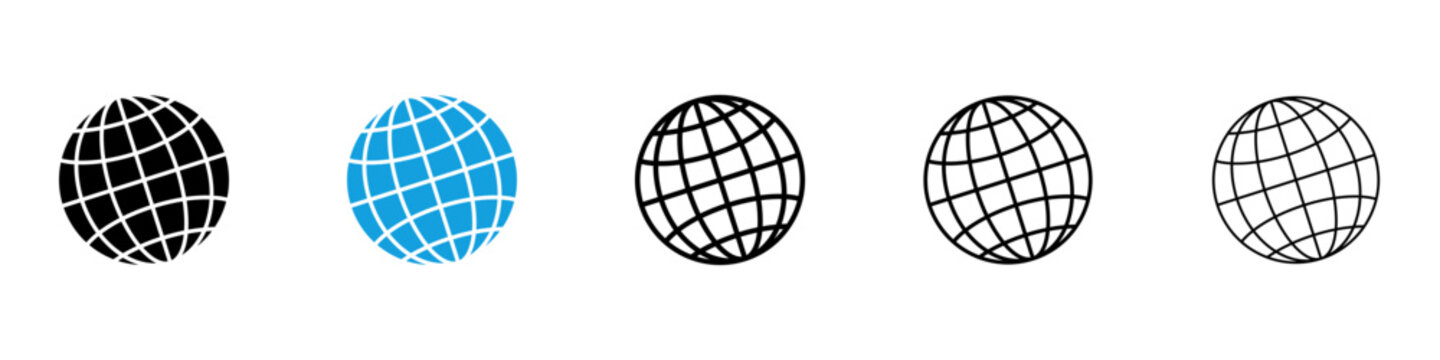 Globe icon flat outline in black